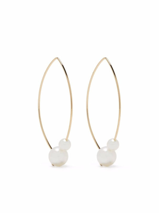 14k Yellow Gold Sea of Beauty Pearl Hoop Earrings