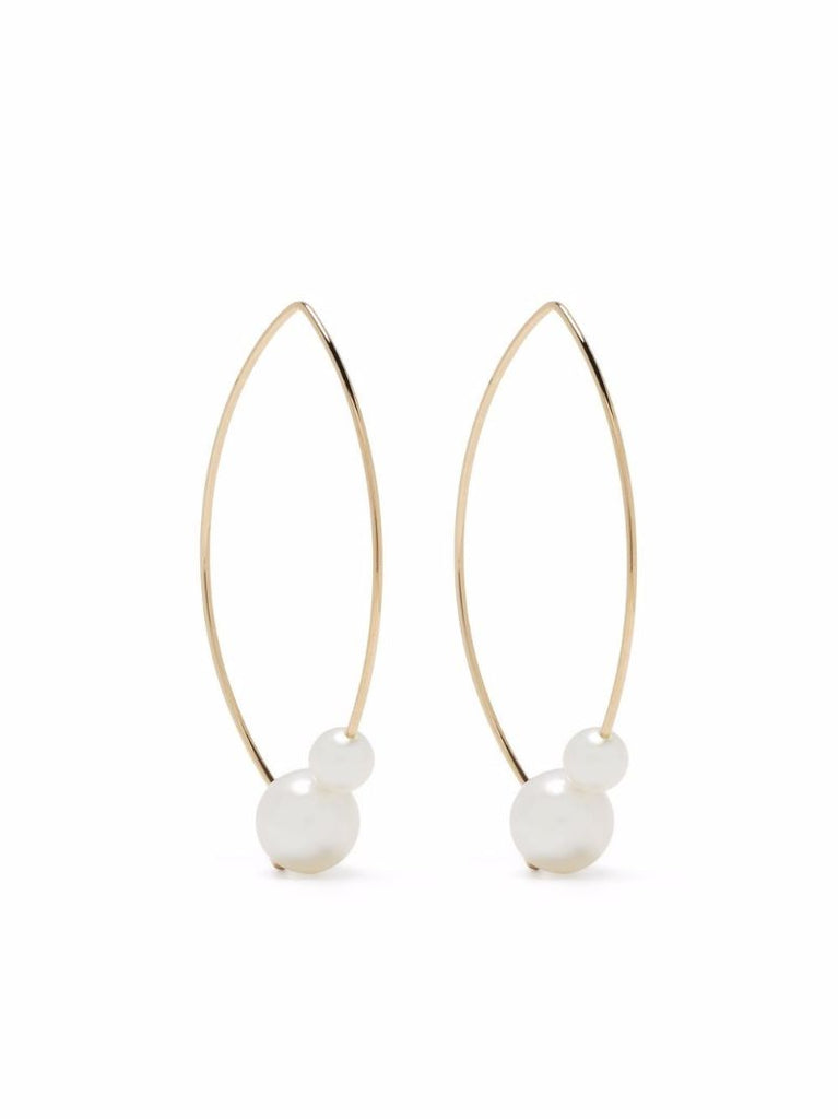 14k Yellow Gold Sea of Beauty Pearl Hoop Earrings