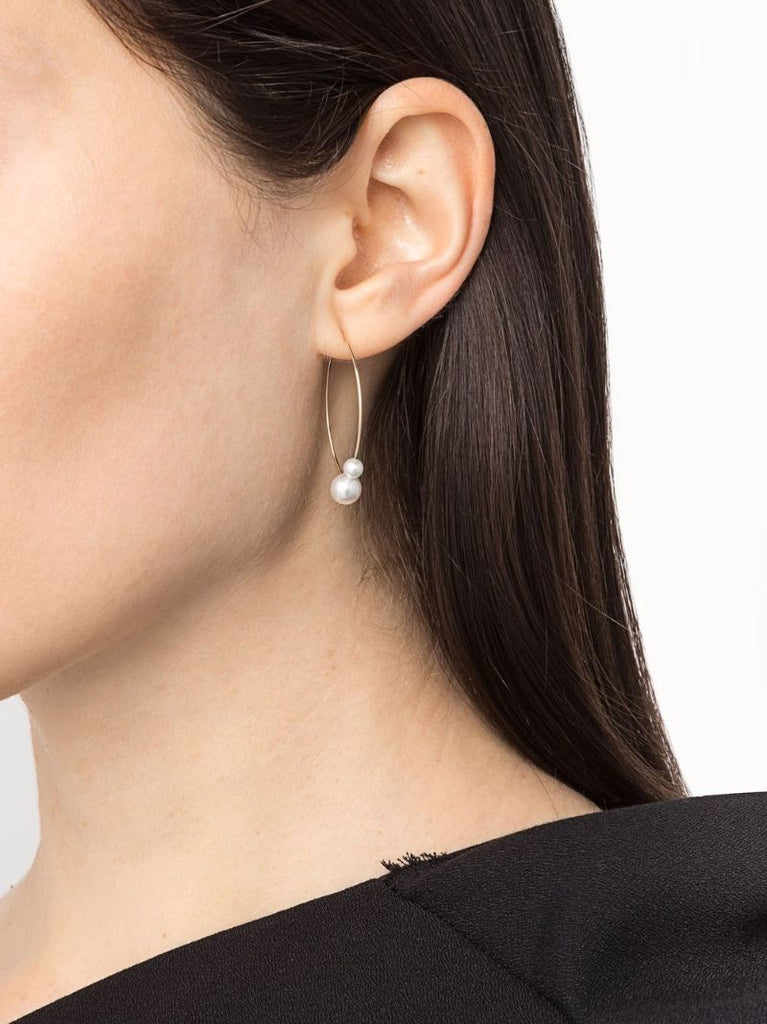 14k Yellow Gold Sea of Beauty Pearl Hoop Earrings