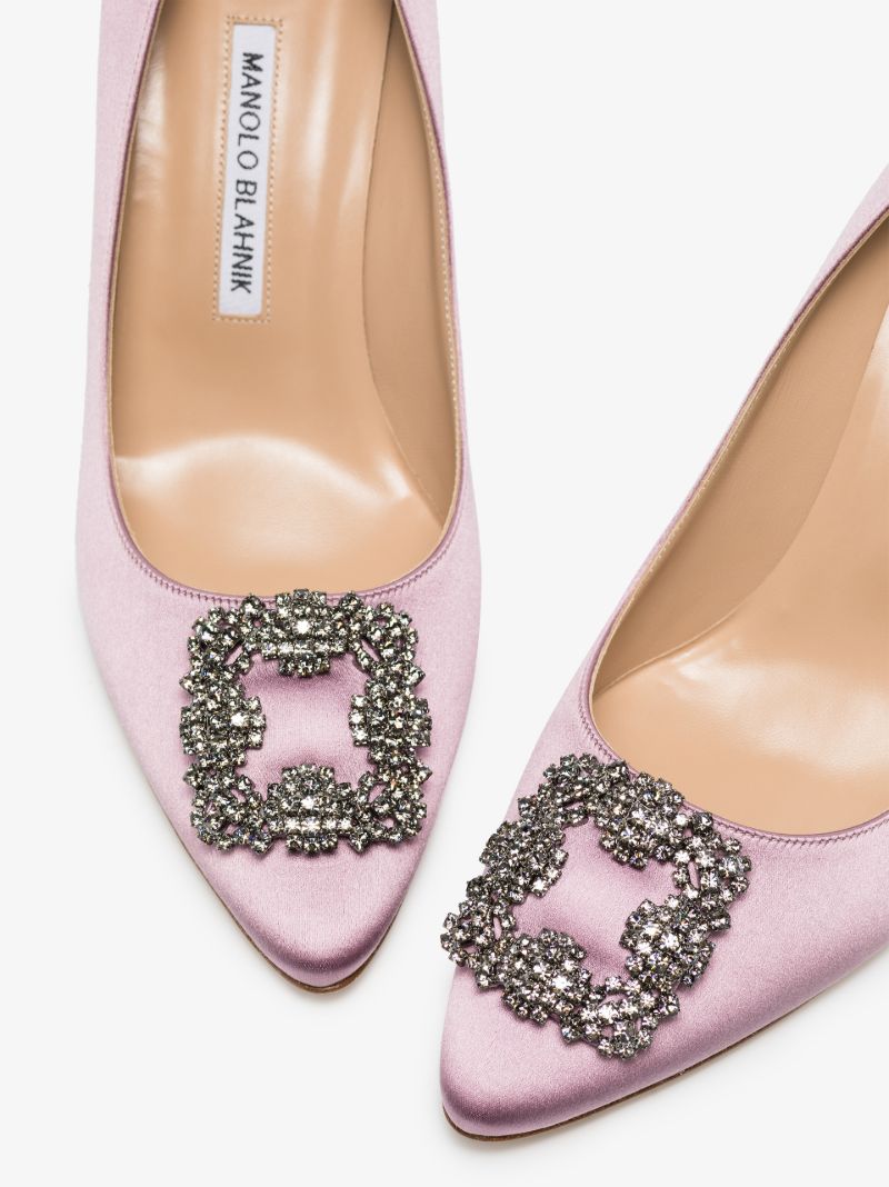 Pink Hangisi 70 Crystal Satin Pumps