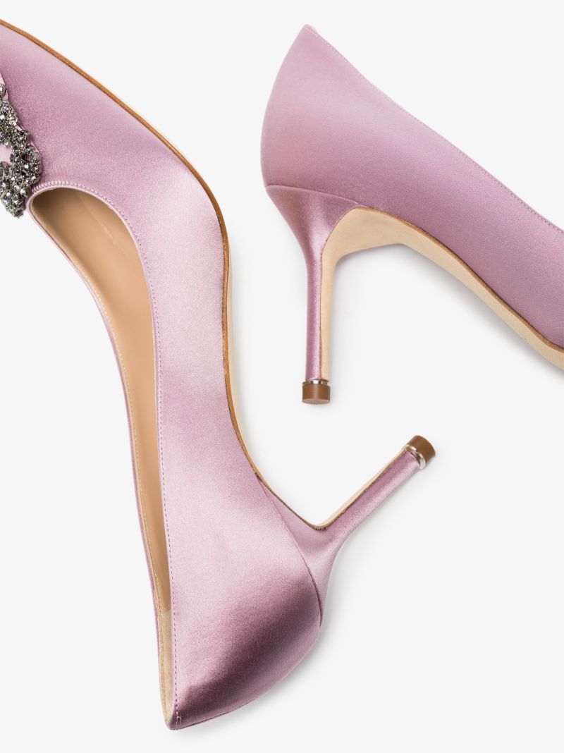 Pink Hangisi 70 Crystal Satin Pumps