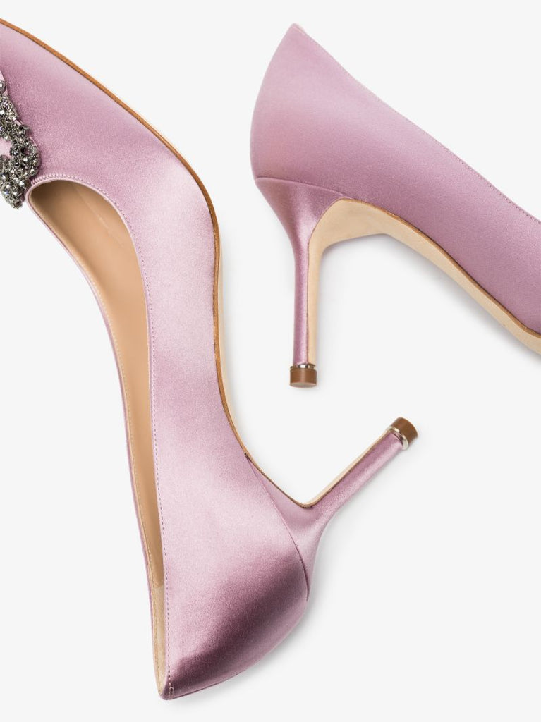 Pink Hangisi 70 Crystal Satin Pumps