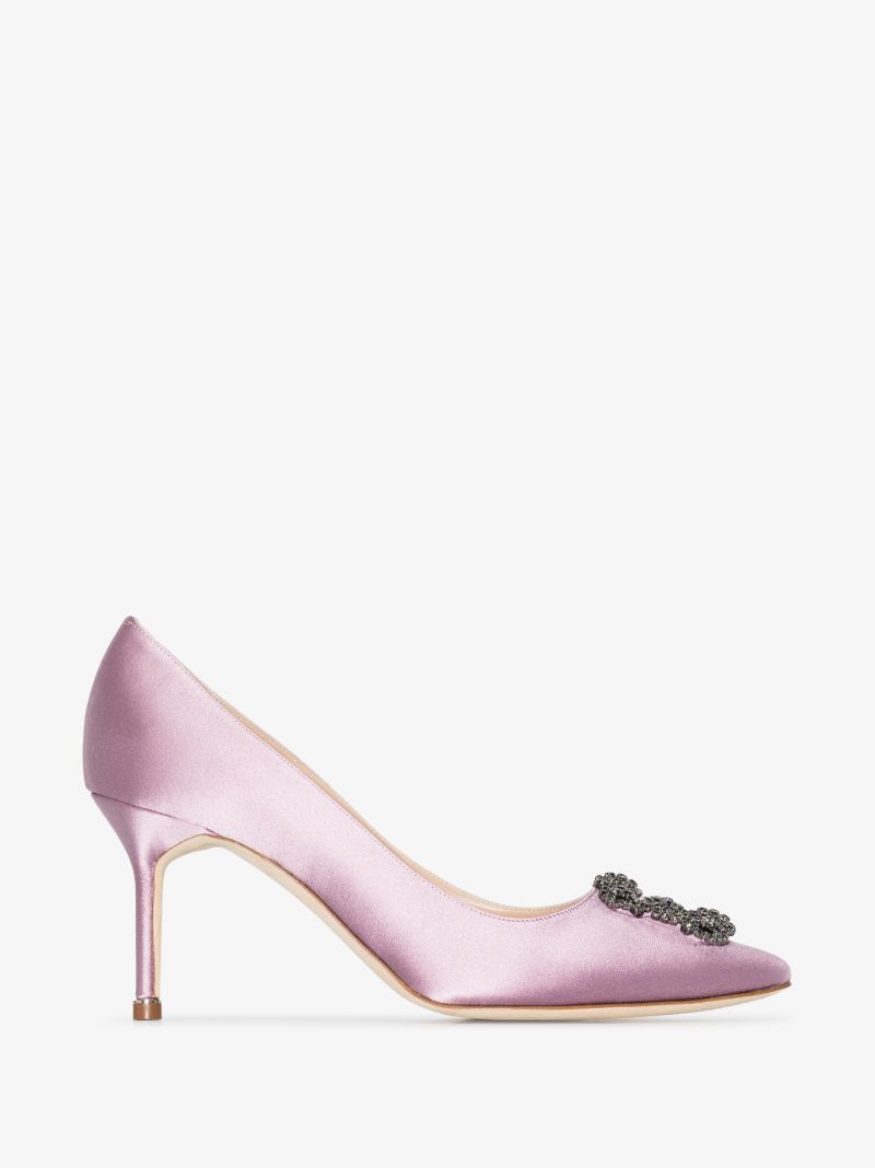 Pink Hangisi 70 Crystal Satin Pumps