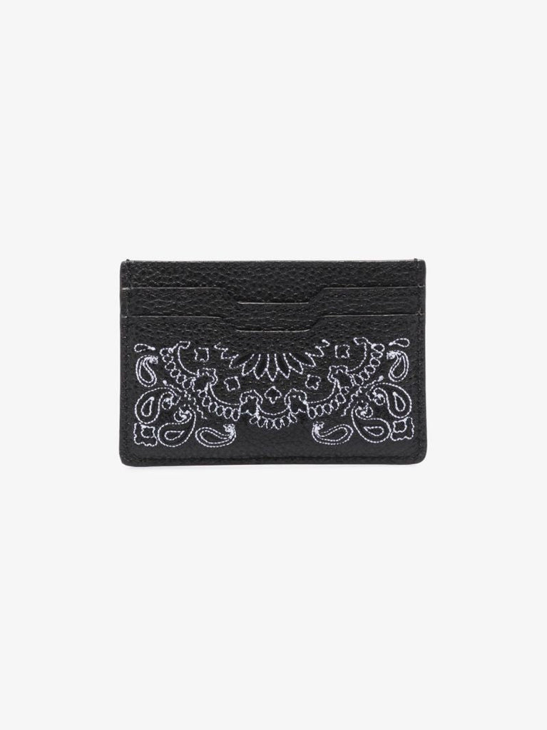 Black Bandana Print Leather Card Holder