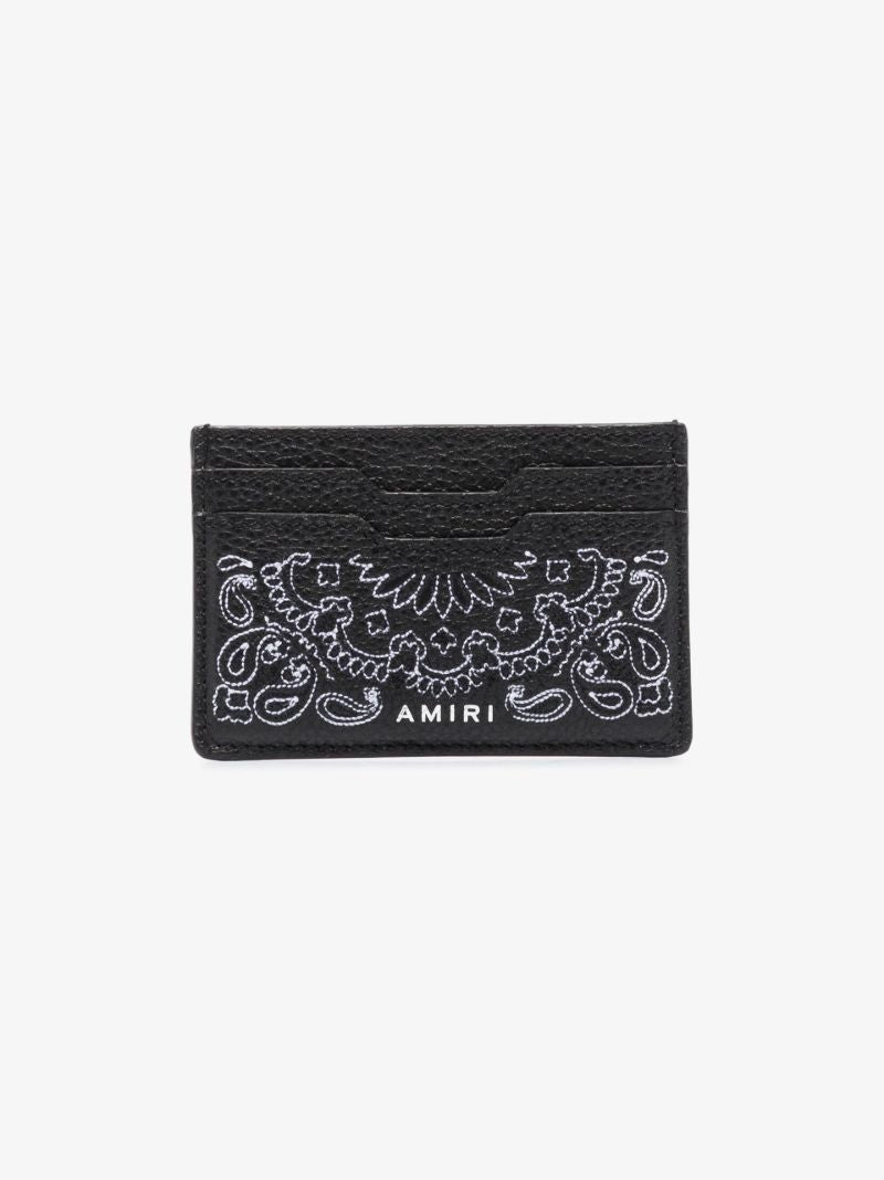 Black Bandana Print Leather Card Holder