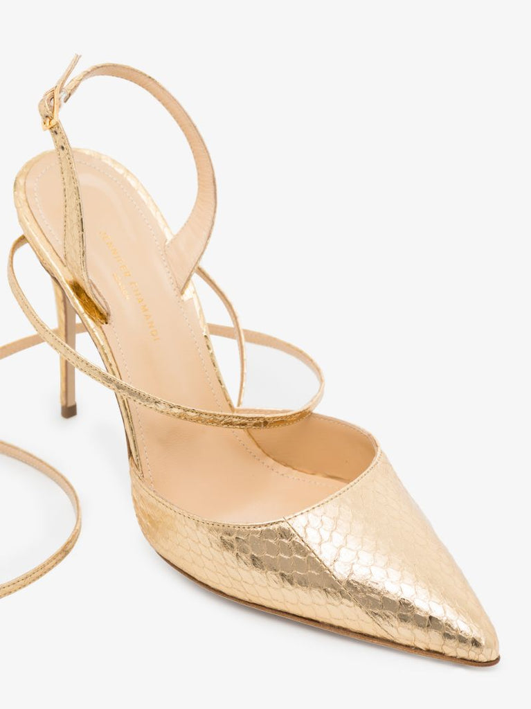 Gold Tone Vittorio 105 Embossed Leather Pumps