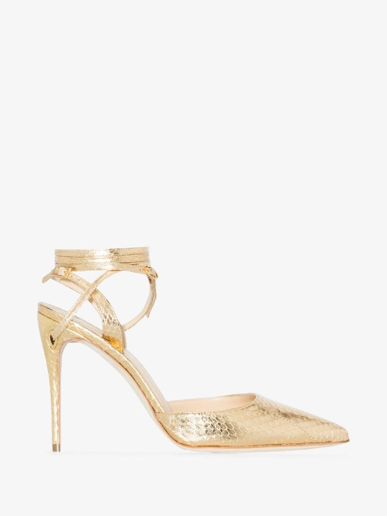 Gold Tone Vittorio 105 Embossed Leather Pumps
