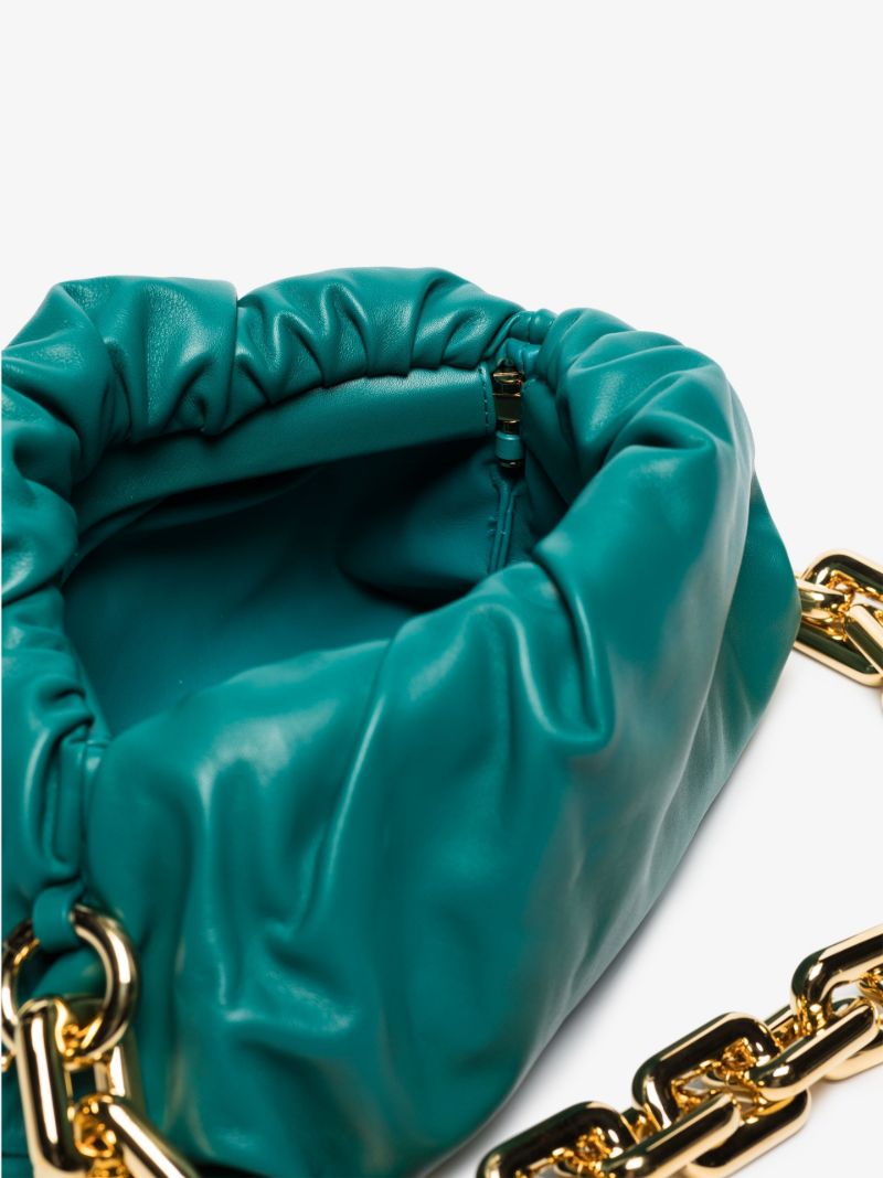 Blue Chain Pouch Leather Clutch Bag