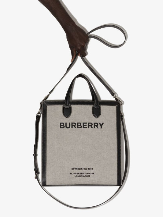 Grey Horseferry Print Canvas Tote Bag