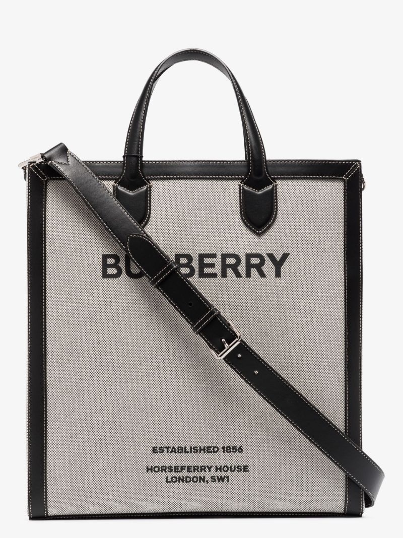 Grey Horseferry Print Canvas Tote Bag