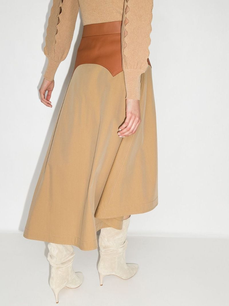 Asymmetric Panelled Midi Skirt