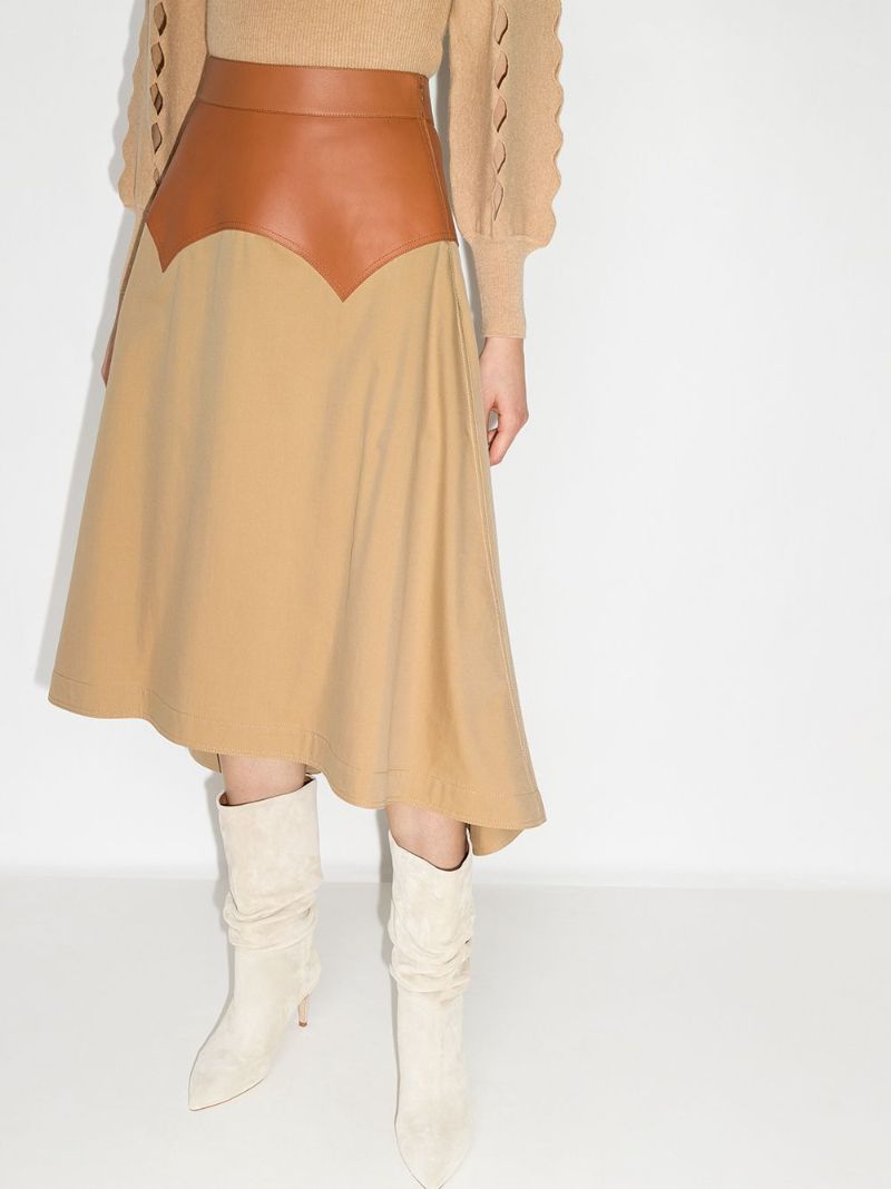 Asymmetric Panelled Midi Skirt