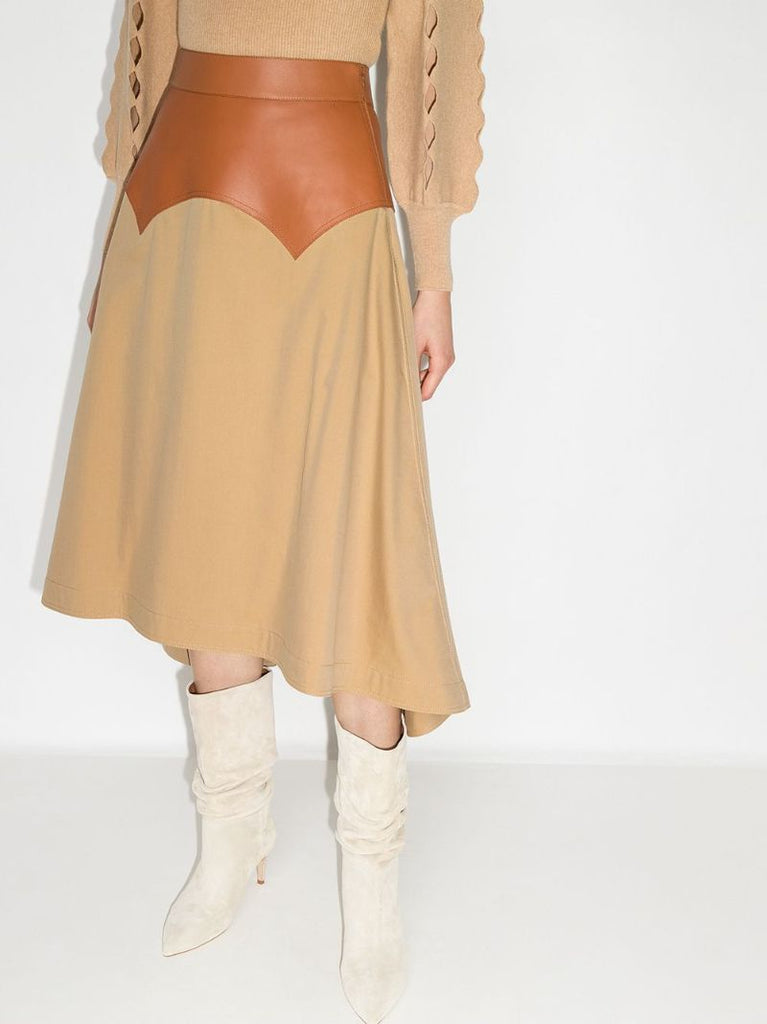 Asymmetric Panelled Midi Skirt