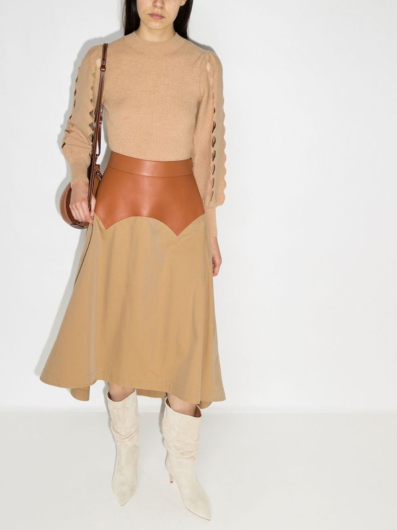 Asymmetric Panelled Midi Skirt