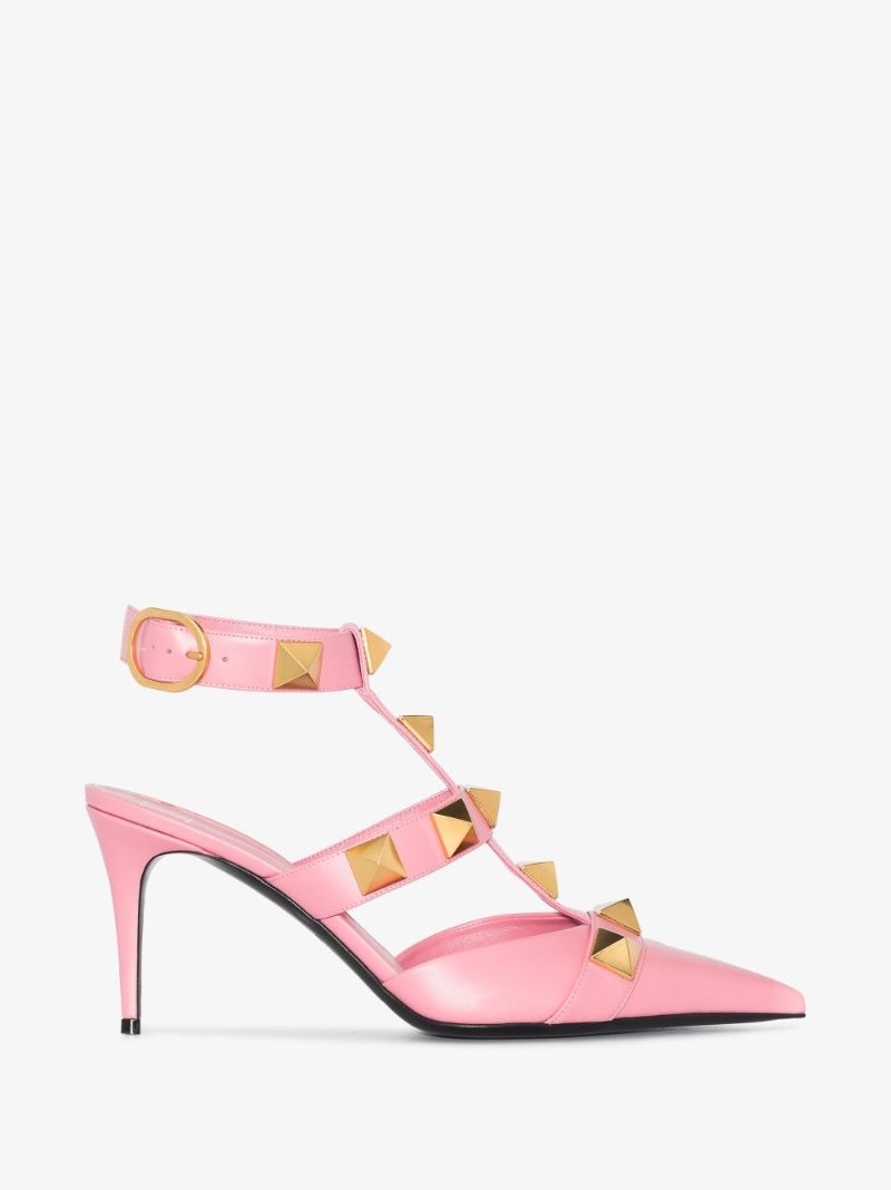 Pink Roman Stud 80 Leather Pumps