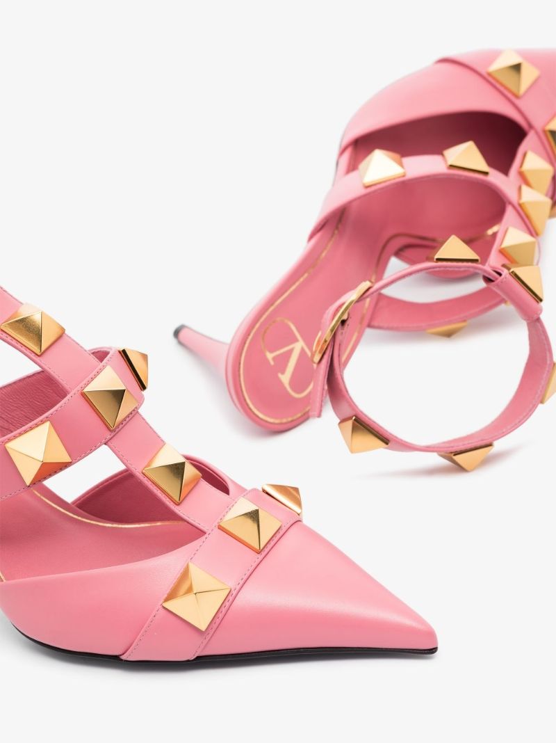 Pink Roman Stud 80 Leather Pumps