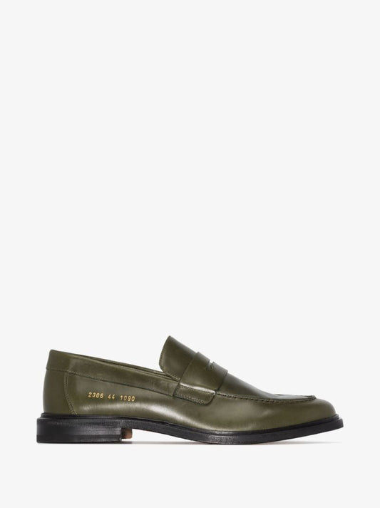 Green Leather Penny Loafers