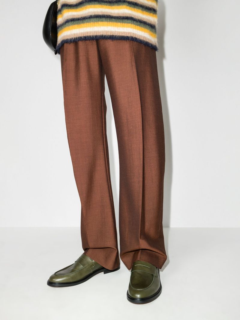 Green Leather Penny Loafers