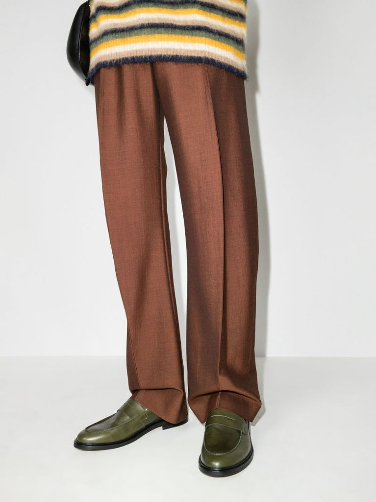 Green Leather Penny Loafers