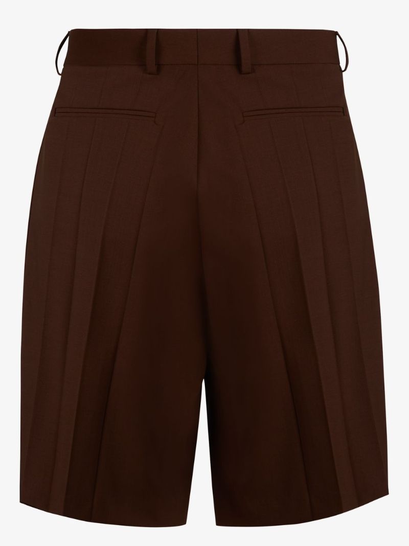 Brown Pleated Bermuda Shorts