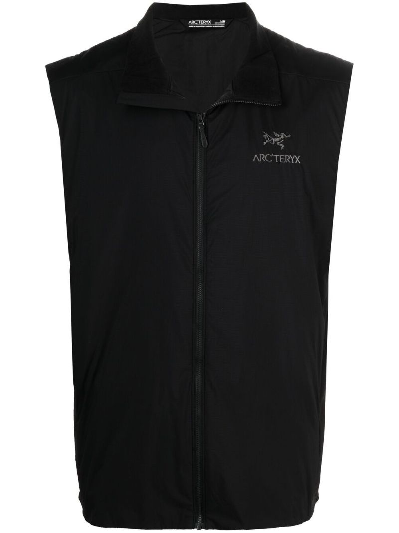 Black Logo Stamp Zip-up Vest