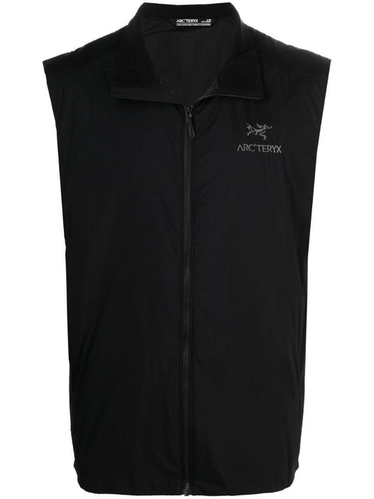 Black Logo Stamp Zip-up Vest