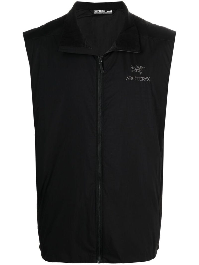 Black Logo Stamp Zip-up Vest