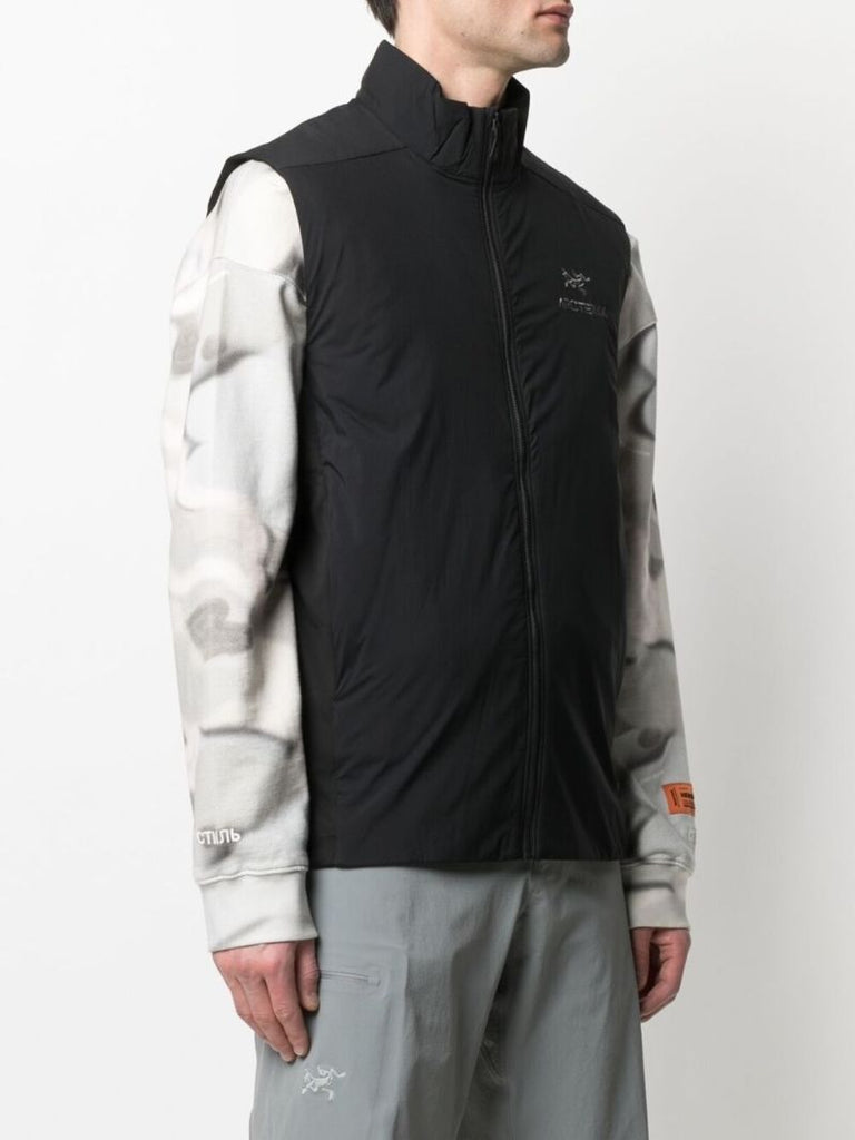 Black Logo Stamp Zip-up Vest