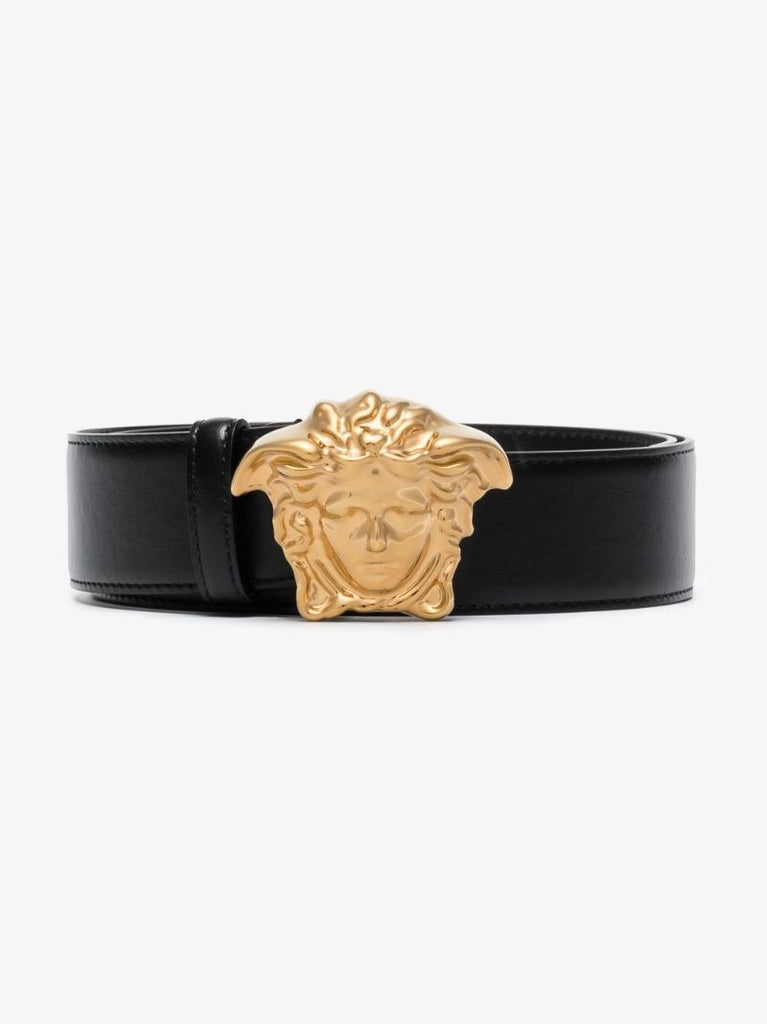Black Medusa Buckle Leather Belt
