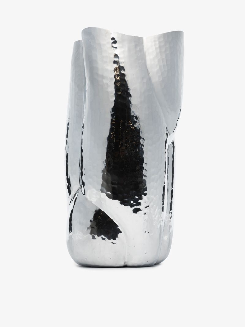 Silver Tone Cloud Tall Vase