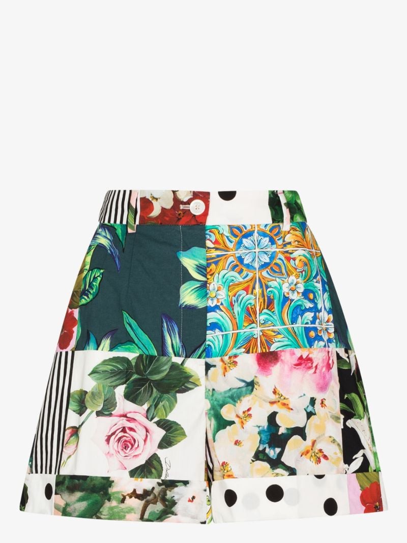 Patchwork Print Shorts