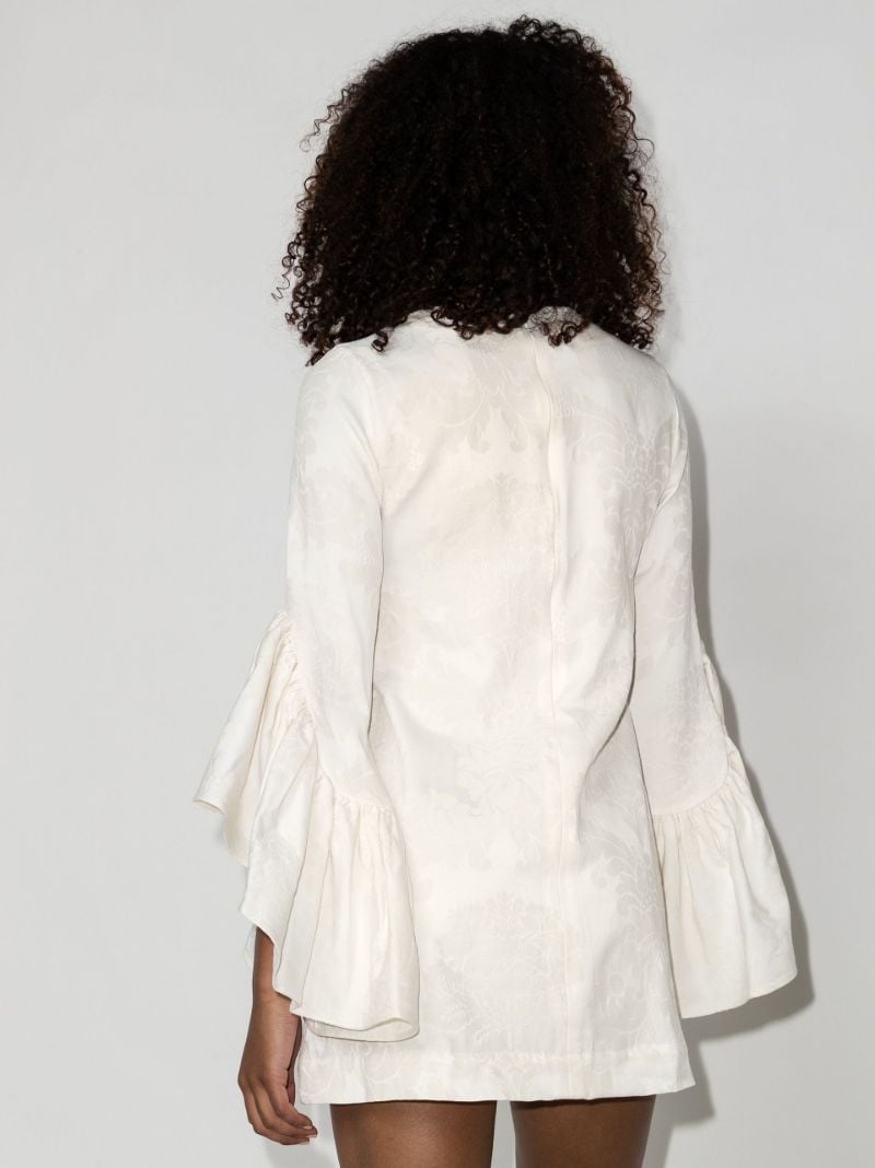 Floral Jacquard Frilled-sleeve Dress