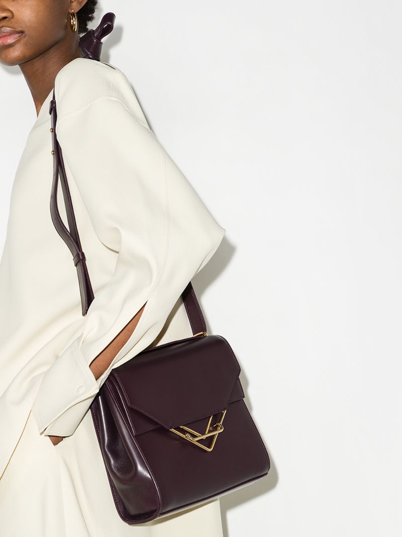 Purple the Clip Leather Cross Body Bag
