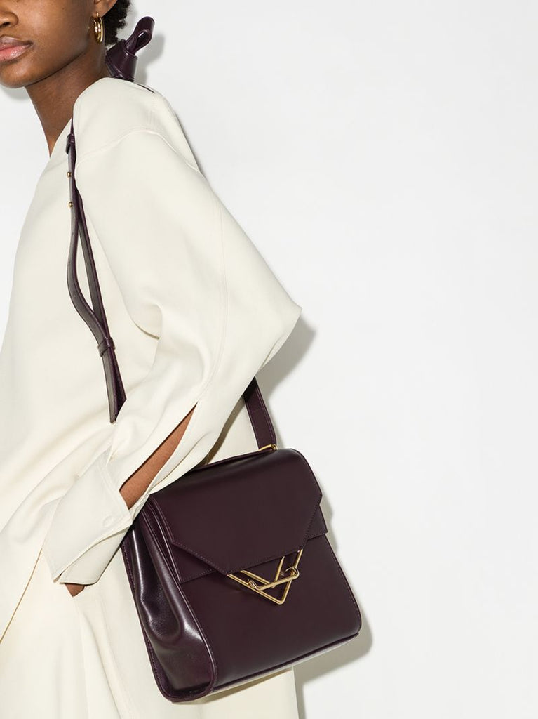 Purple the Clip Leather Cross Body Bag