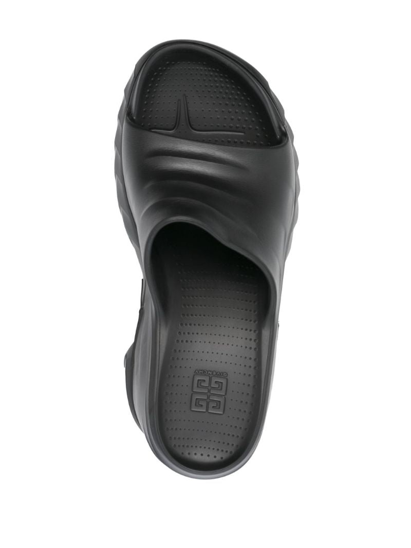 Black Marshmallow Wedge Sandals
