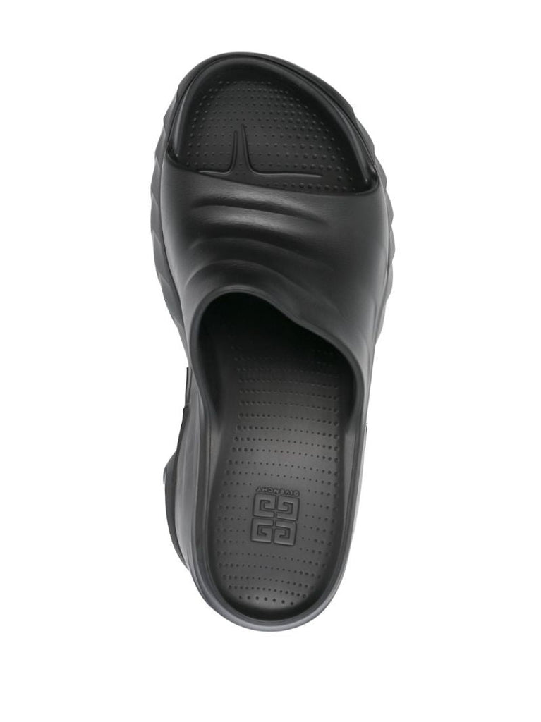 Black Marshmallow Wedge Sandals