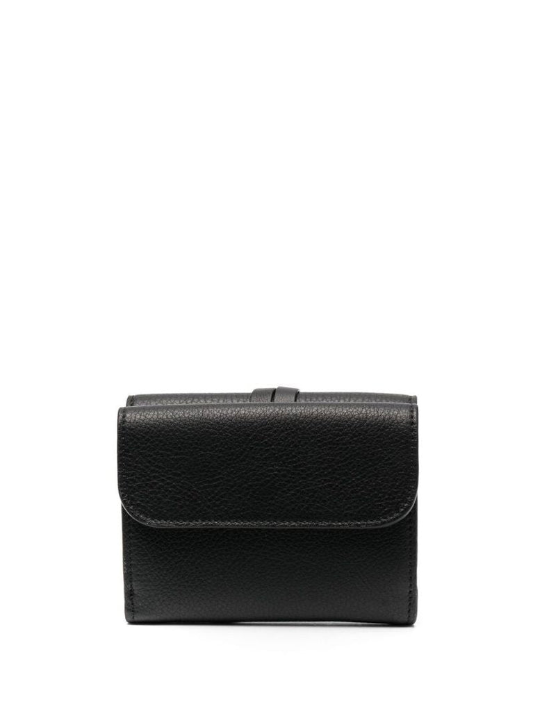 Black Alphabet Tri-fold Leather Wallet