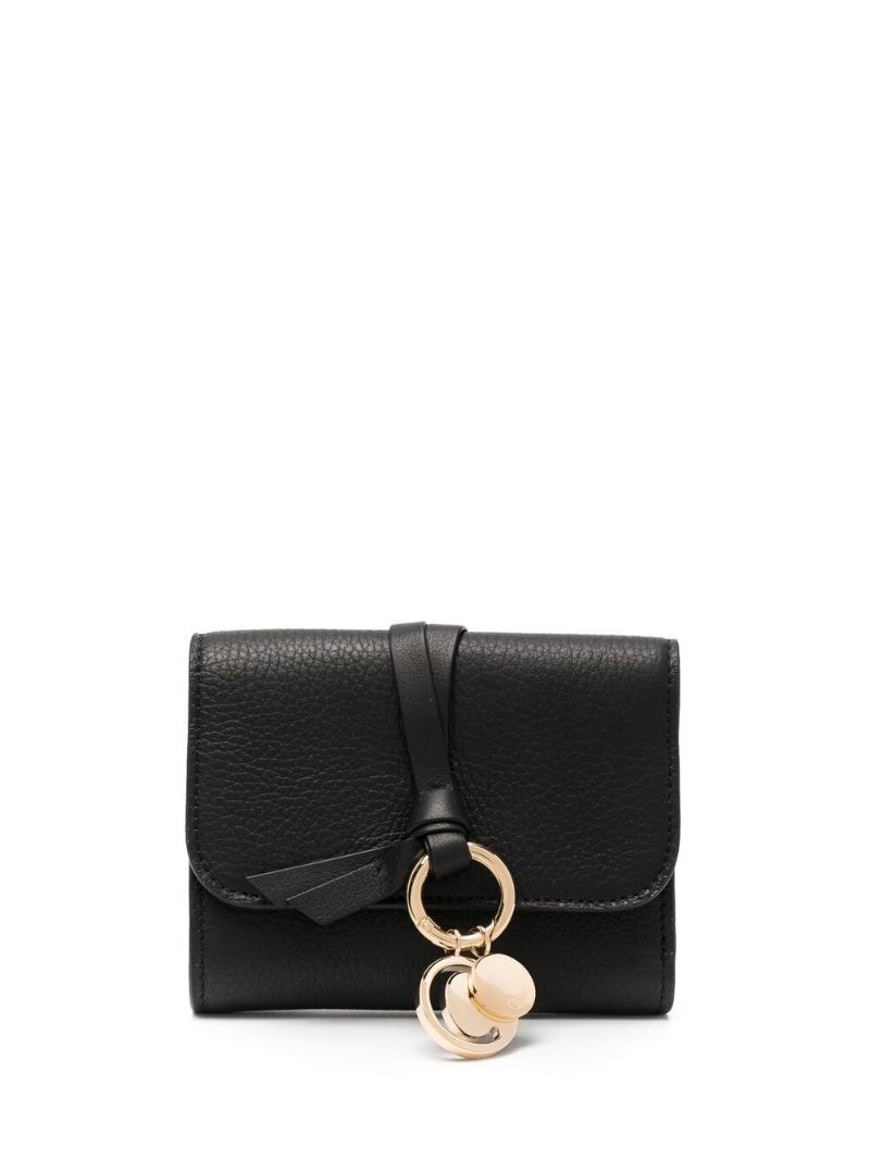 Black Alphabet Tri-fold Leather Wallet
