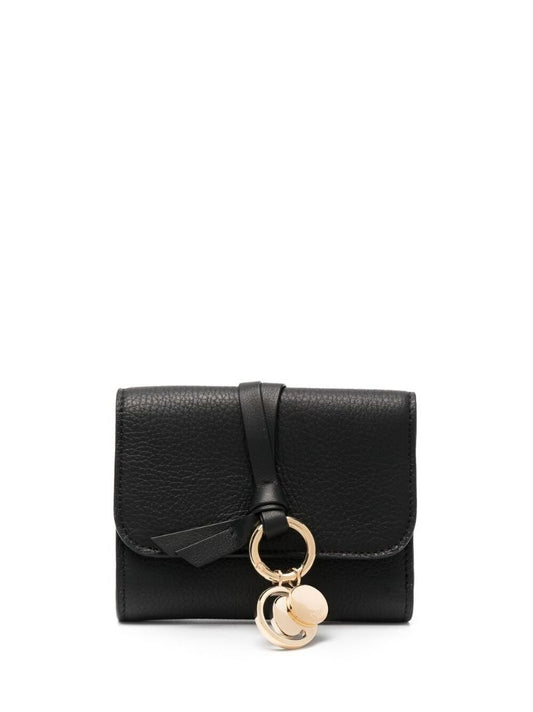 Black Alphabet Tri-fold Leather Wallet