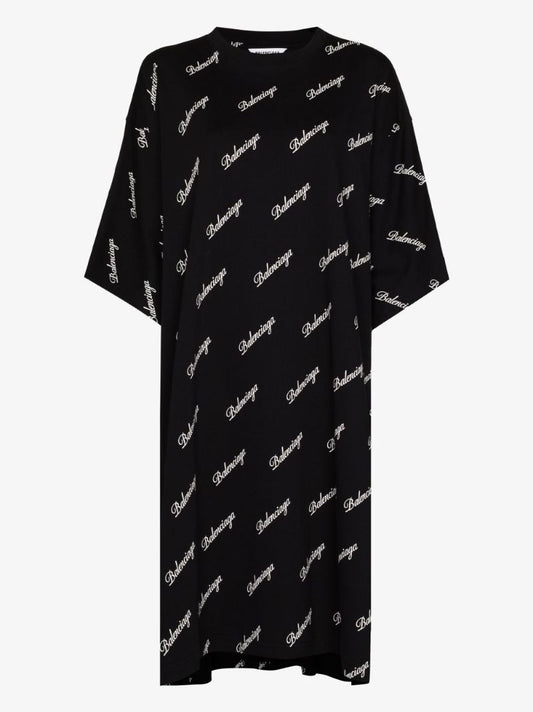 Script Logo Print T-shirt Dress