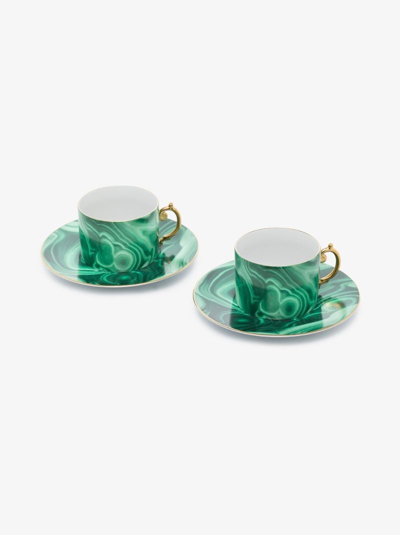 Green Malachite Tea Cup and Saucer Set
