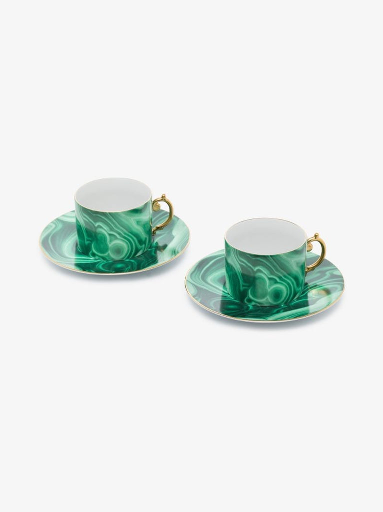 Green Malachite Tea Cup and Saucer Set