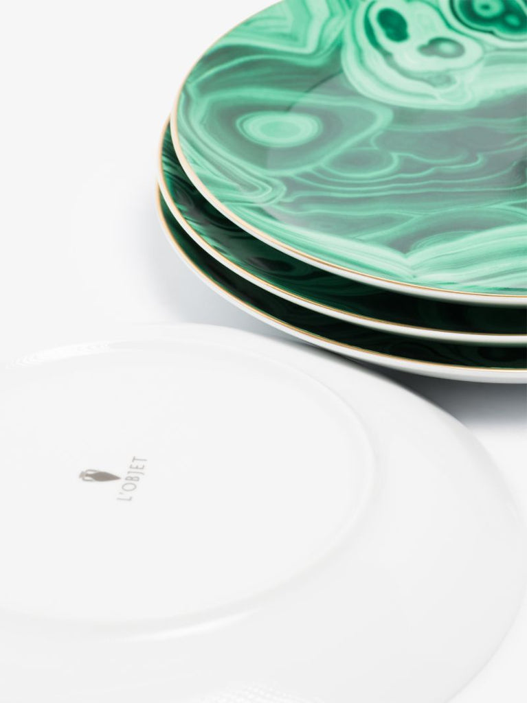 Green Malachite Dessert Plate Set