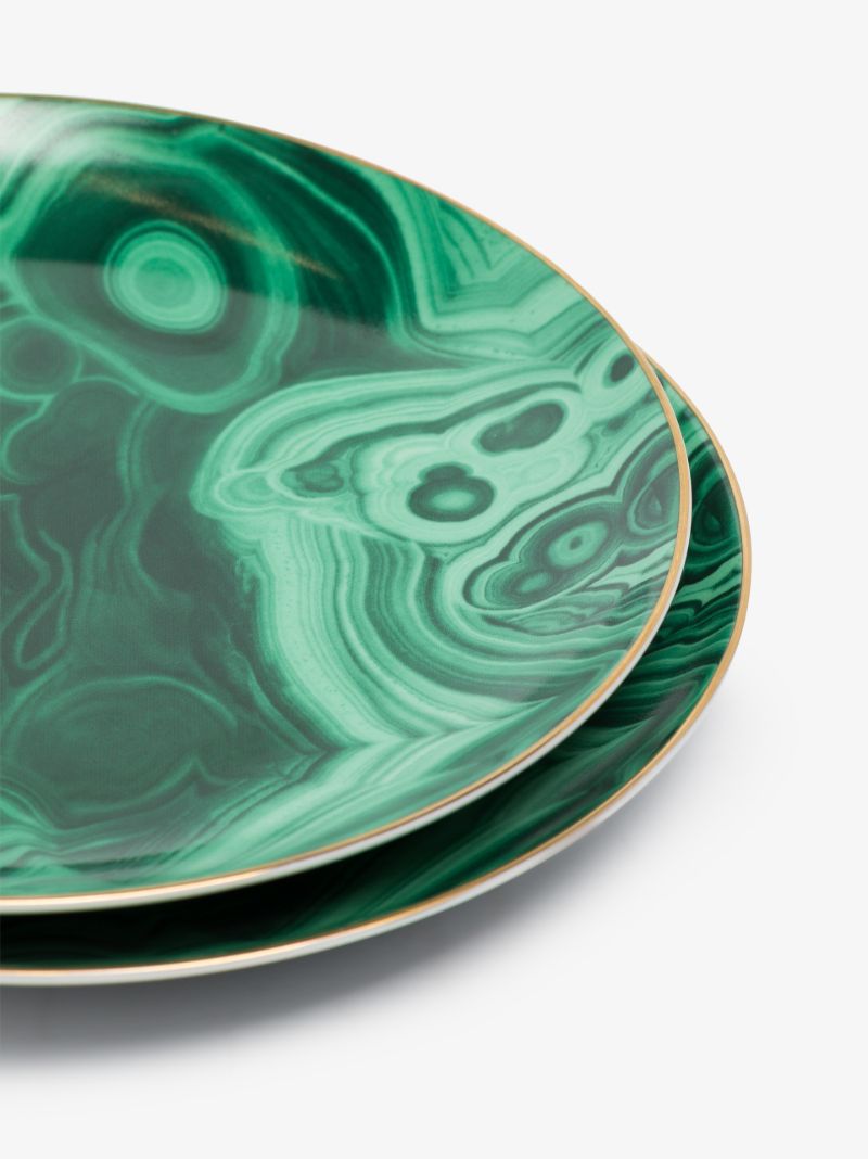 Green Malachite Dessert Plate Set