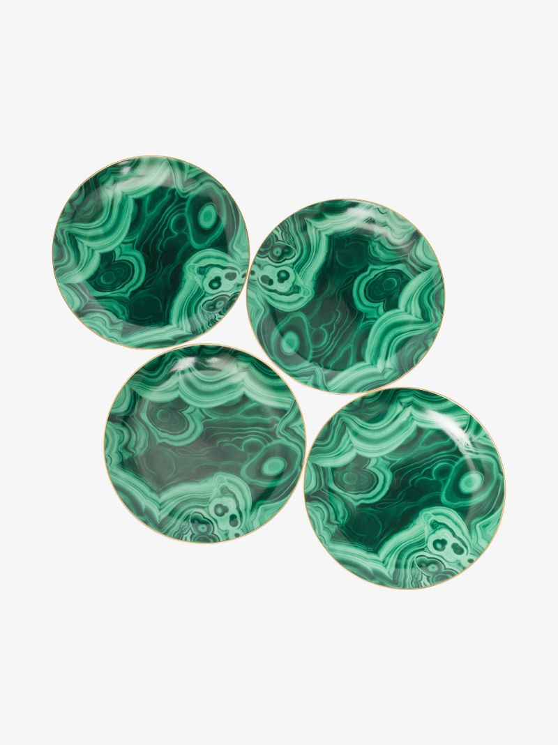 Green Malachite Dessert Plate Set