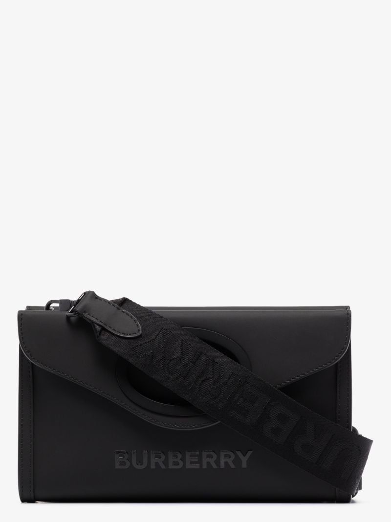 Black Pocket Leather Messenger Bag