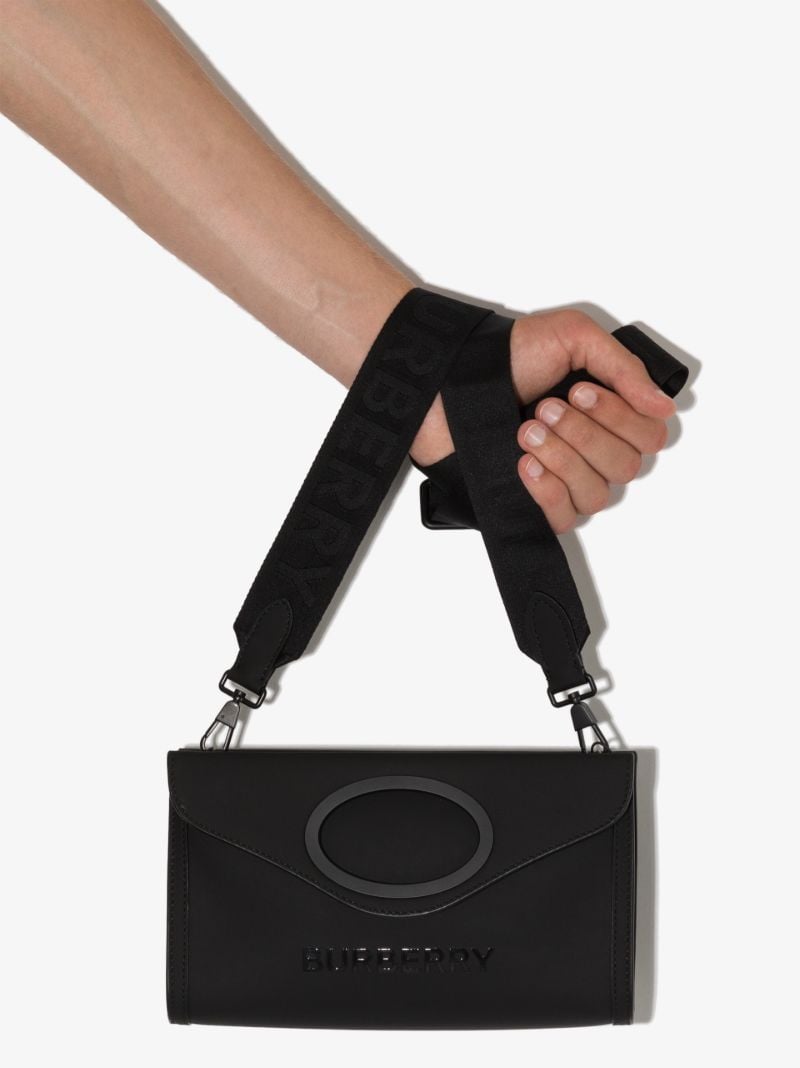 Black Pocket Leather Messenger Bag