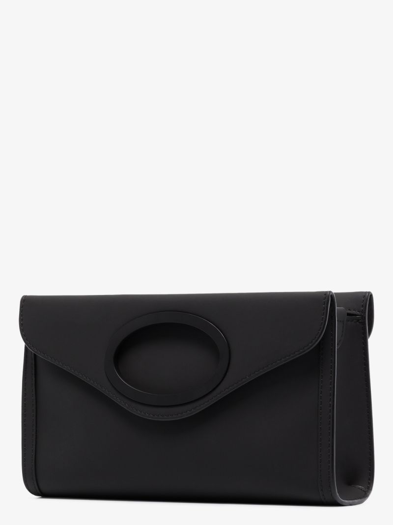 Black Pocket Leather Messenger Bag