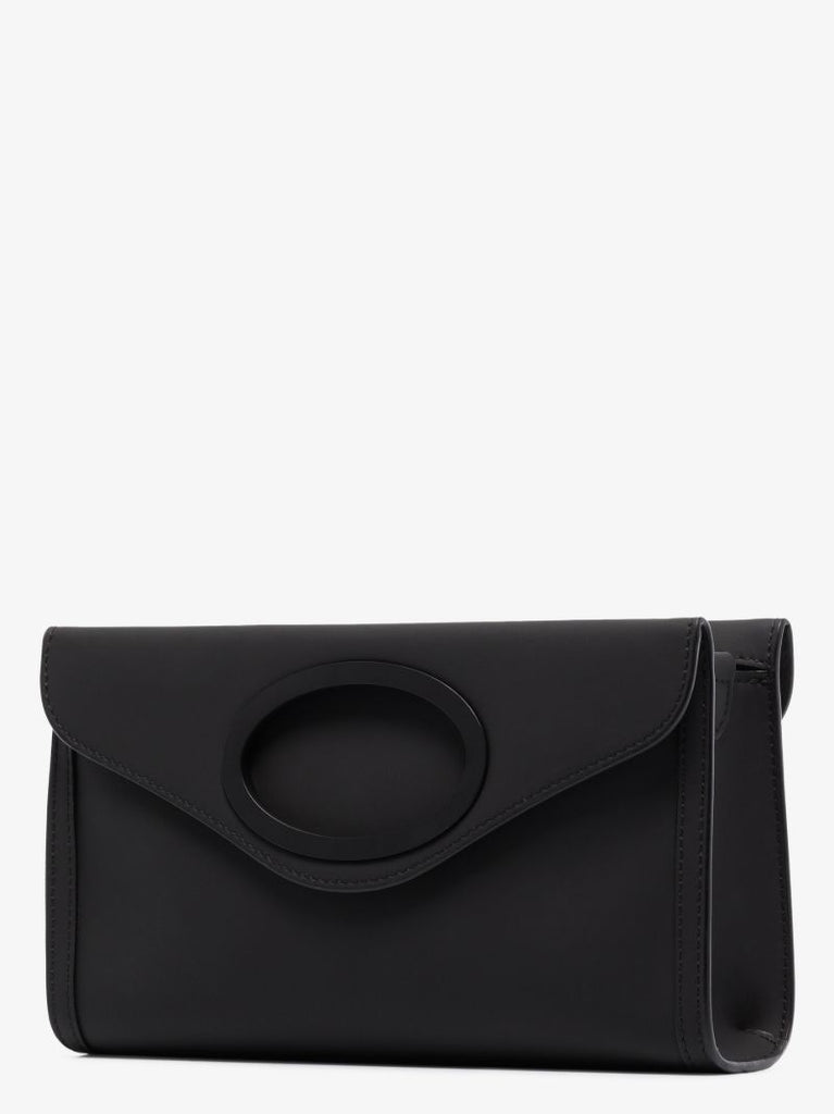 Black Pocket Leather Messenger Bag