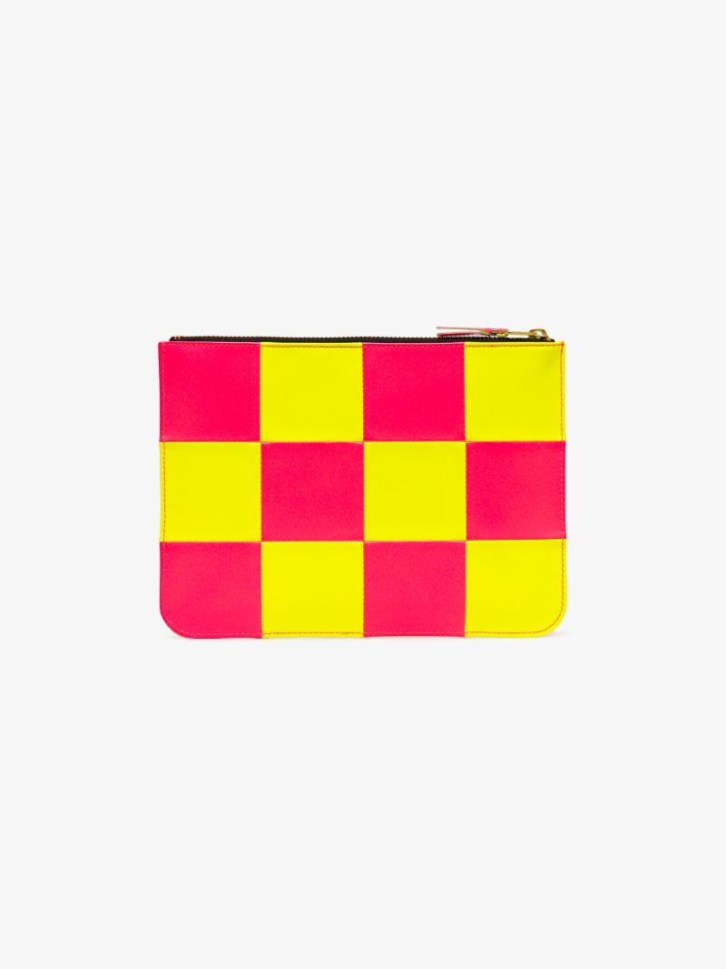 Yellow and Pink Fluo Leather Pouch